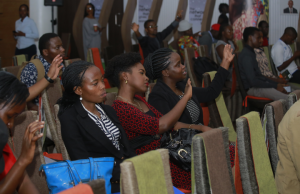 Song bird Joyce Mwaura and friends enjoying the performance